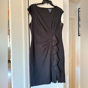 American Living Black Asymmetrical Pinstripe Dress